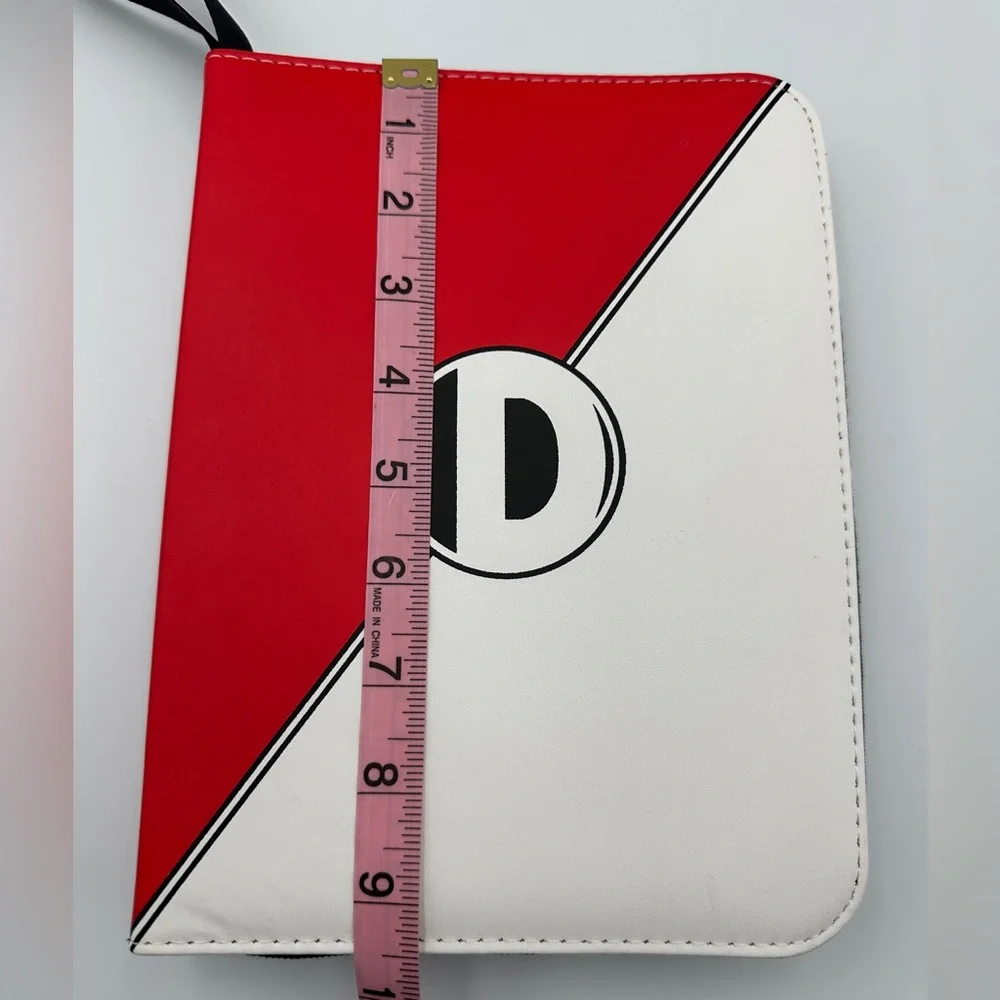 D DACCKIT Red And White Trading Card Zip Binder With Inserts